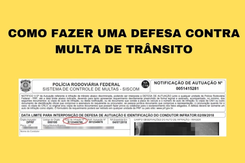 Instruções para defesa contra multa de trânsito.