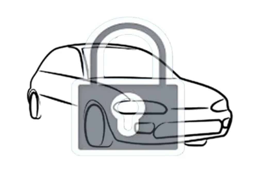 Ilustração carro com cadeado, conceito segurança veicular.