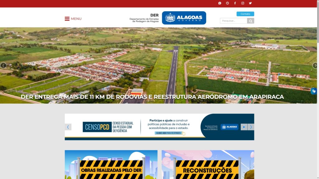 site der al departamento de estradas e rodagens de alagoas