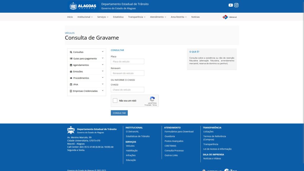 consulta de gravame detran al