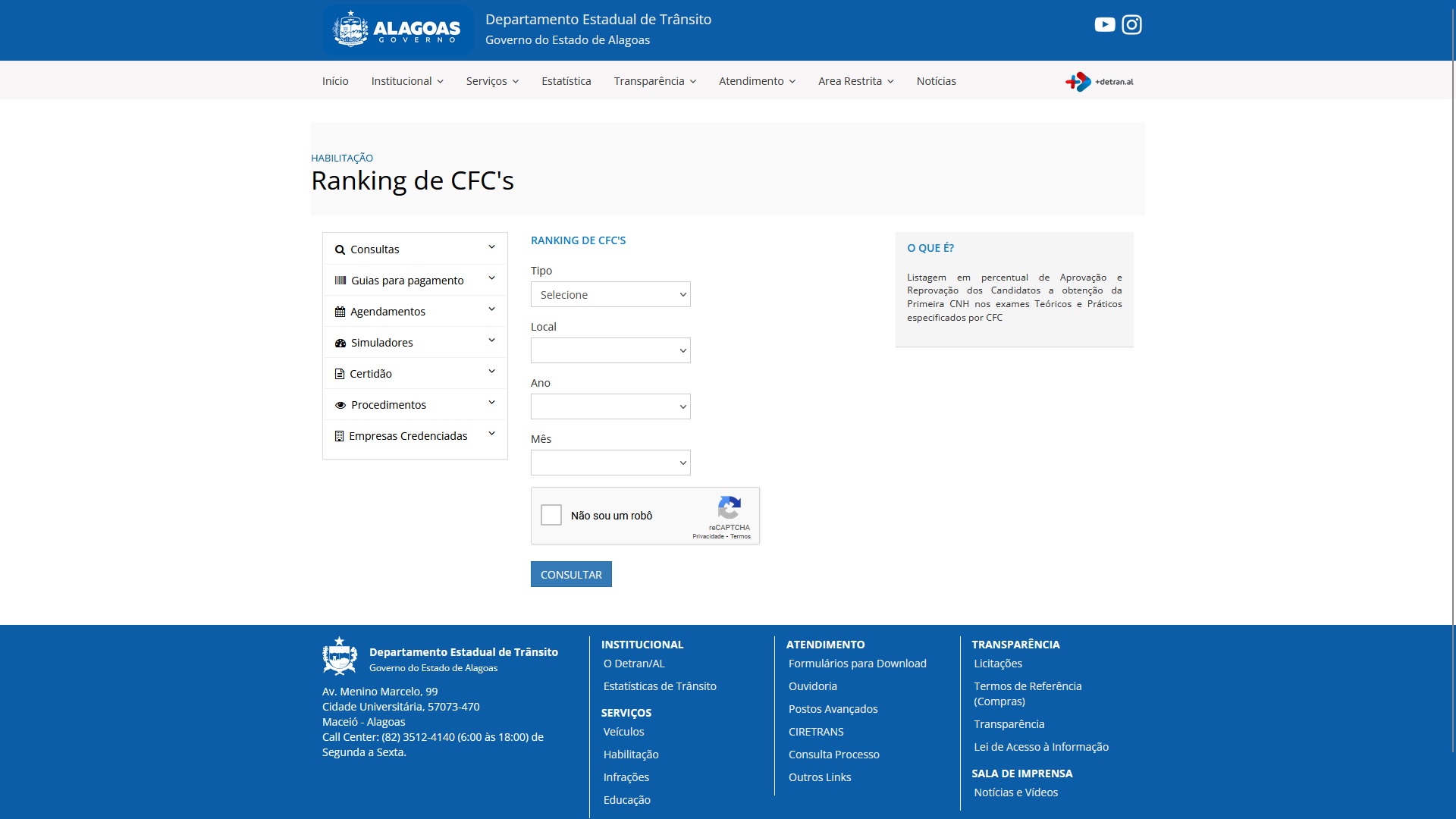 ranking de cfc's detran al