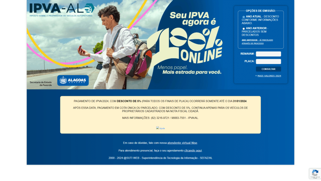 Pagamento IPVA Alagoas online com desconto.