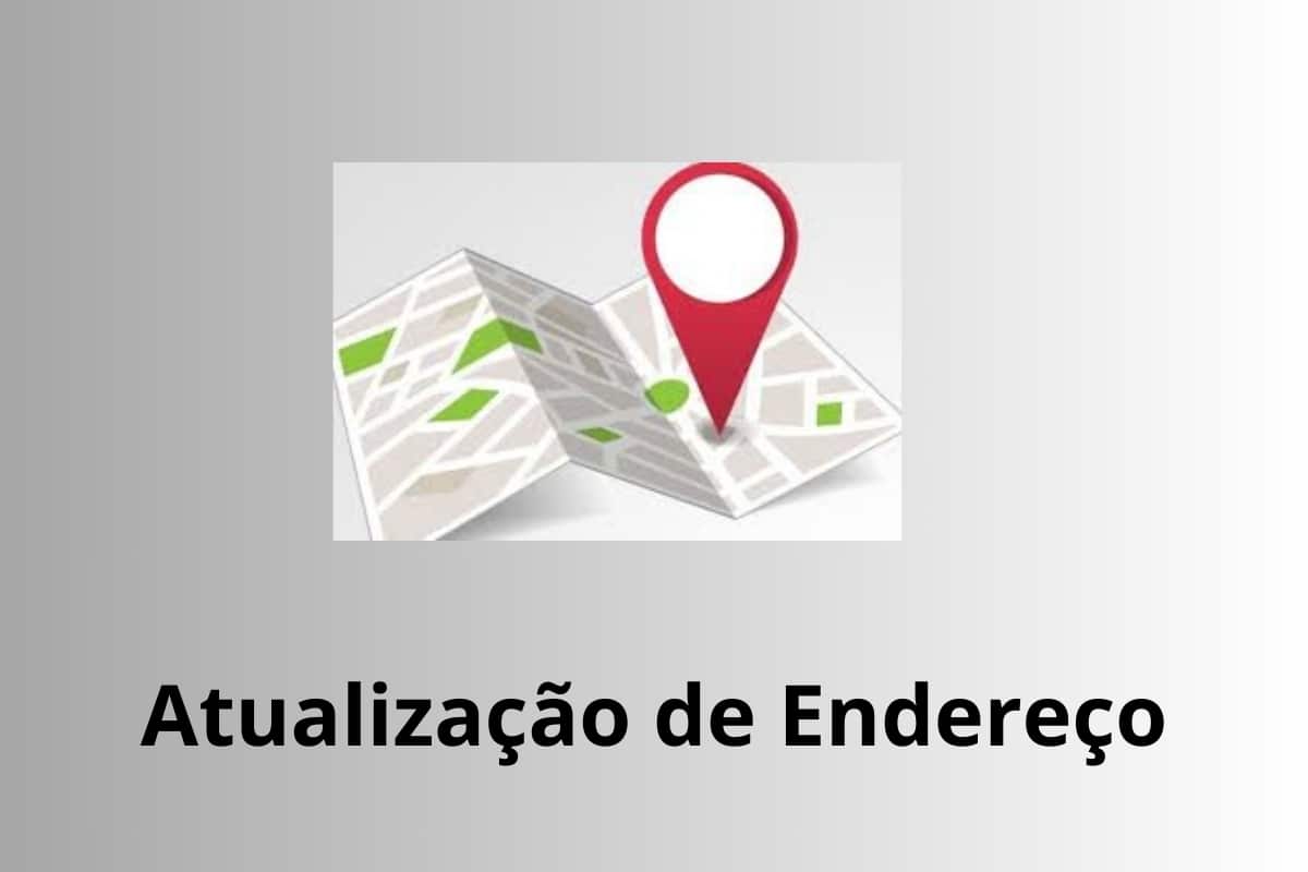 Ícone de localização sobre mapa dobrado com texto.